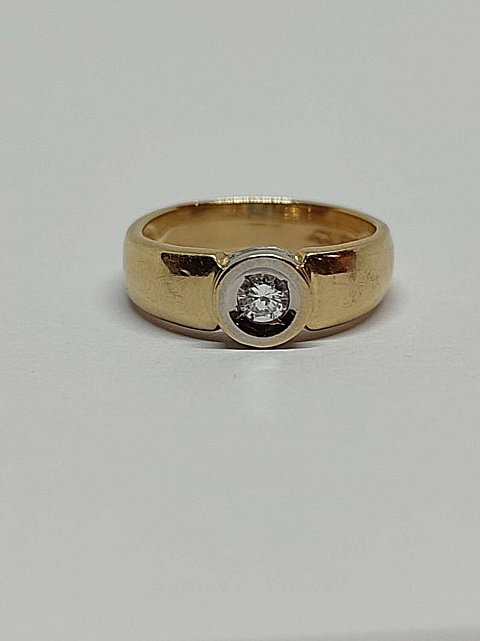 Кольцо из желтого и белого золота с бриллиантом (-ми) (31625963) 4