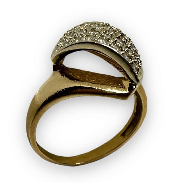 Кольцо из красного и белого золота с цирконием (29847330) 1
