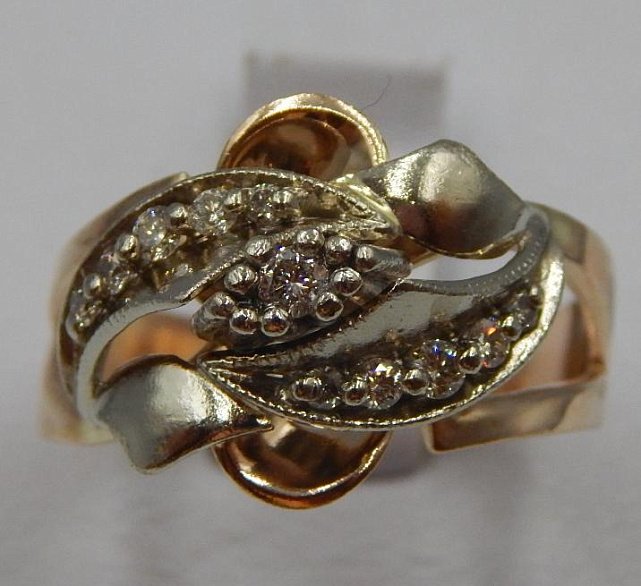 Кольцо из красного и белого золота с бриллиантом (-ми) (32203058) 0