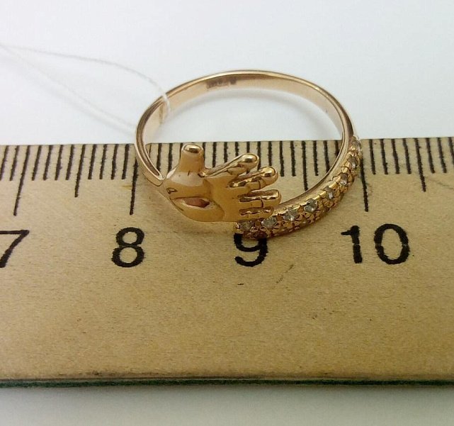 Кольцо из красного золота с цирконием (32612359) 3