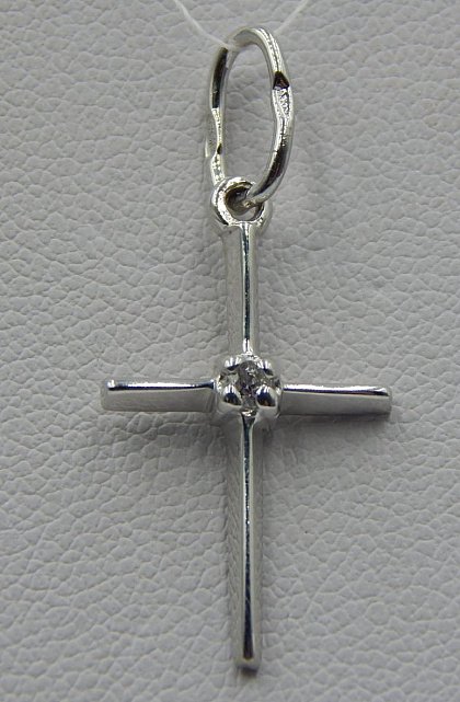 Срібний підвіс-хрест із цирконієм (32439977) 0
