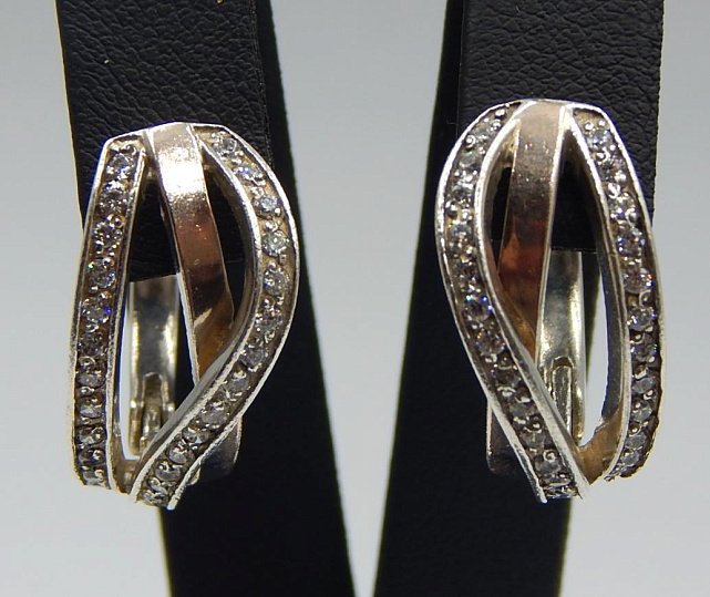 Срібні сережки із золотою вставкою та цирконієм (33016631) 0
