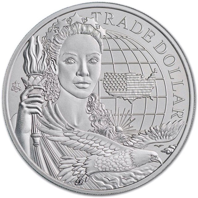 Серебряная монета 1oz Современный Торговый Доллар Америки 1 фунт стерлингов 2023 Остров Святой Елены (31765721) 0
