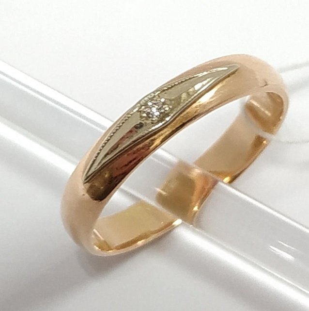 Обручальное кольцо из желтого и белого золота с бриллиантом (-ми) (33799780)  2