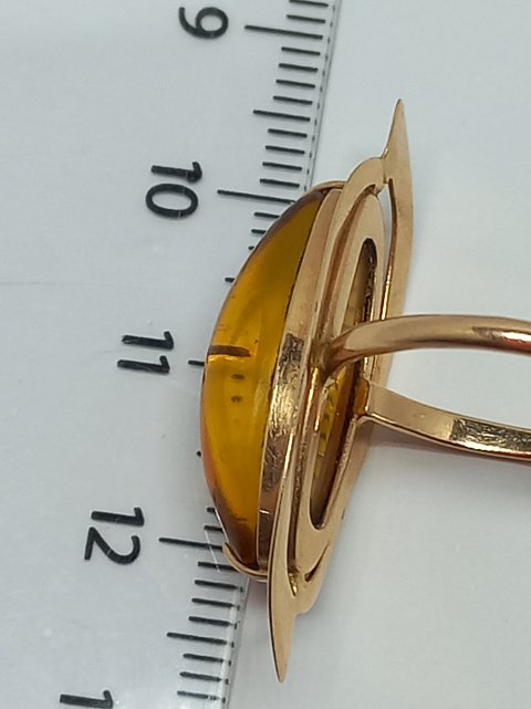 Кольцо из красного золота с янтарем (33955242) 3