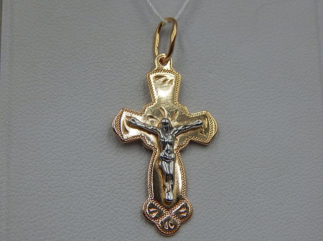 Підвіс-хрест з червоного та білого золота (33215666) 1