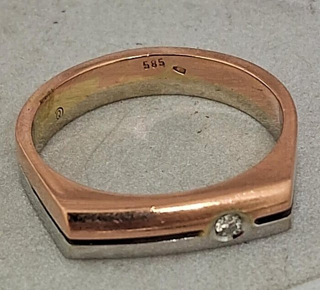 Перстень из красного и белого золота с бриллиантом (-ми) (33572296) 6