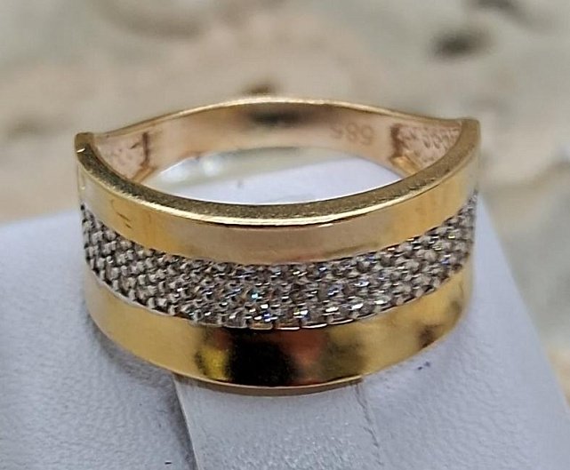 Кольцо из желтого золота с цирконием (32709109) 4
