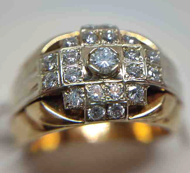 Перстень із жовтого та білого золота з діамантом (-ми) (28324480) 0