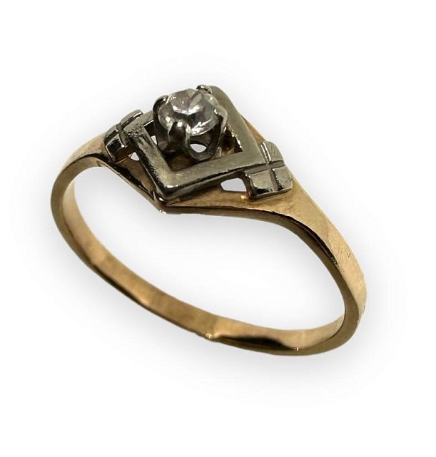 Кольцо из красного и белого золота с цирконием (29861453) 1