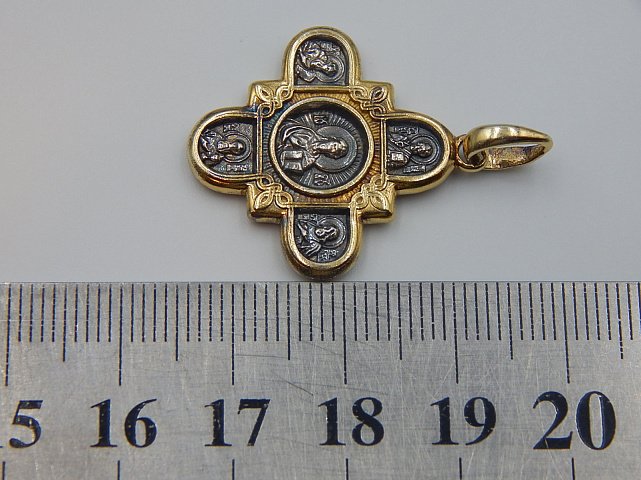 Серебряный подвес-крест с позолотой (33304831) 3