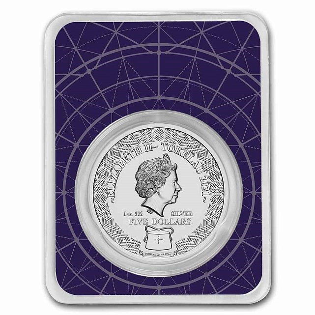 Серебряная монета 1oz Рыбы 5 долларов 2021 Токелау (29127952) 4