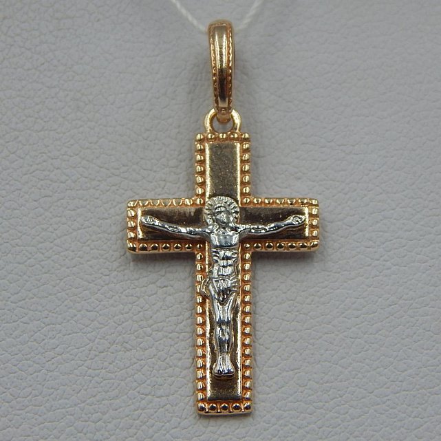 Підвіс-хрест з червоного та білого золота (33931156) 0