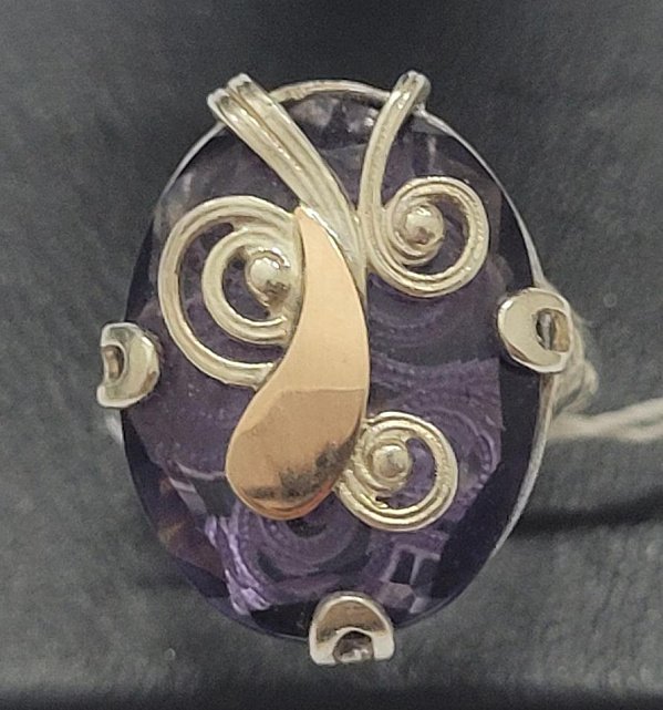 Серебряное кольцо с позолотой и цирконием (31659791) 0