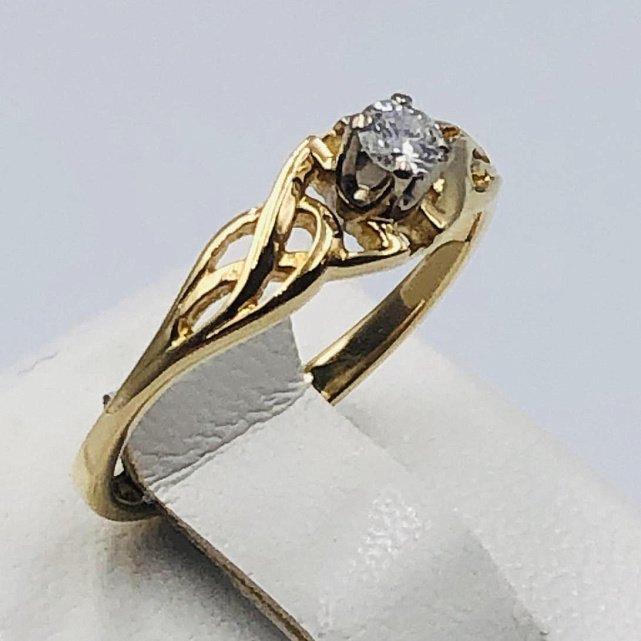 Кольцо из желтого и белого золота с бриллиантом (-ми) (33615936) 0