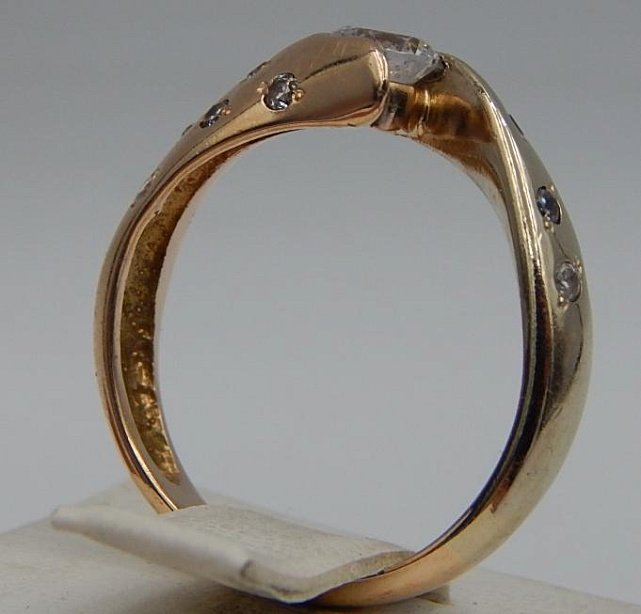 Кольцо из красного и белого золота с цирконием (28166216) 4
