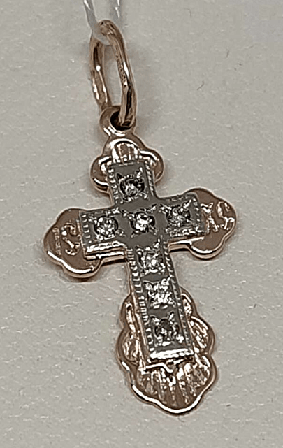 Підвіс-хрест із червоного та білого золота з діамантом (-ми) (30250874) 0