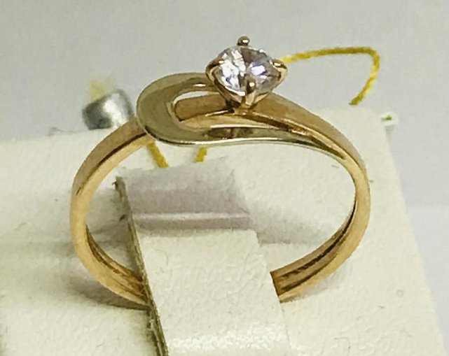 Кольцо из красного и белого золота с цирконием (29942139) 1