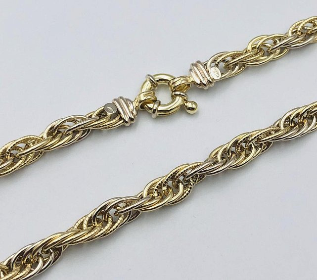 Ланцюжок з жовтого та білого золота з плетінням кордове (31322031) 0
