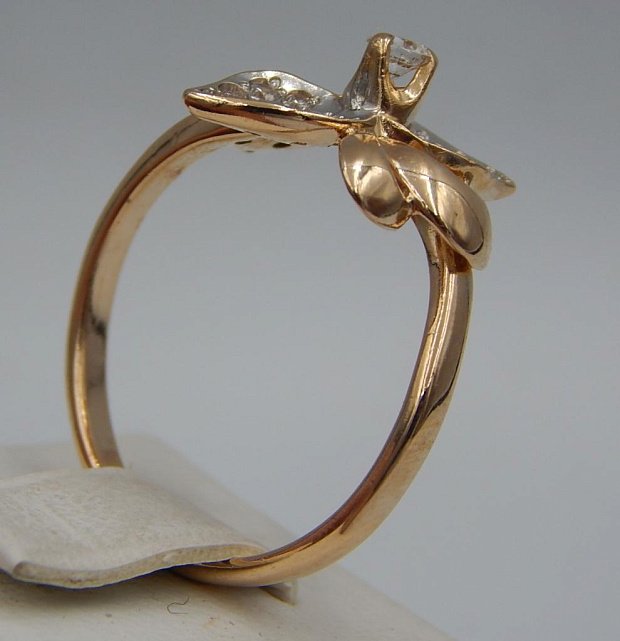 Кольцо из красного золота с цирконием (28921669) 4