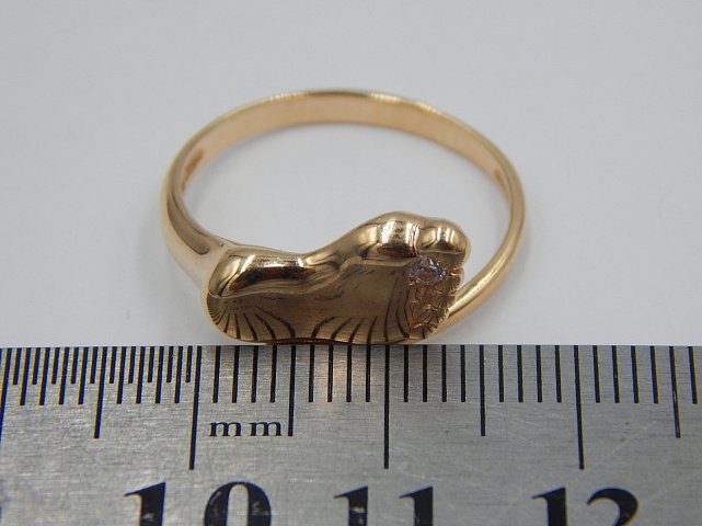 Кольцо из красного золота с цирконием (28256008) 7