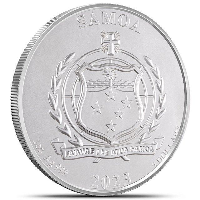 Срібна монета 1oz Чотири Стража Червона Птаха 2 долари 2023 Самоа (32935162) 3