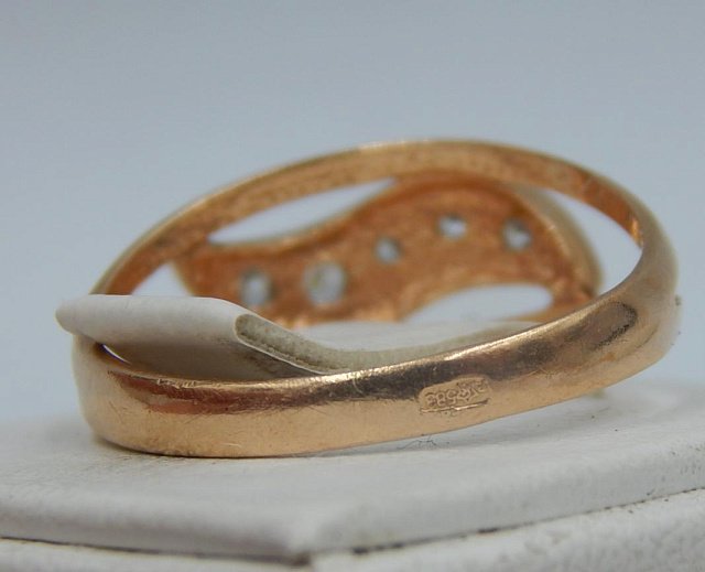 Кольцо из красного и белого золота с цирконием (29500366) 3