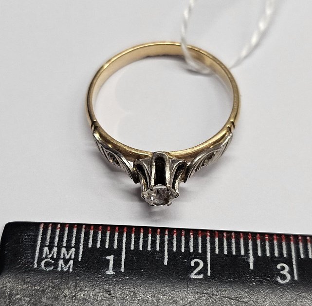 Кольцо из красного и белого золота с цирконием (32071336)  2
