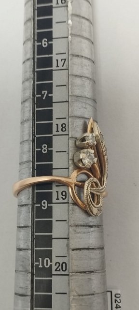 Кольцо из красного и белого золота с цирконием (33812785) 2