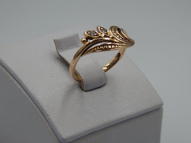 Кольцо из красного золота с цирконием (33683568) 2