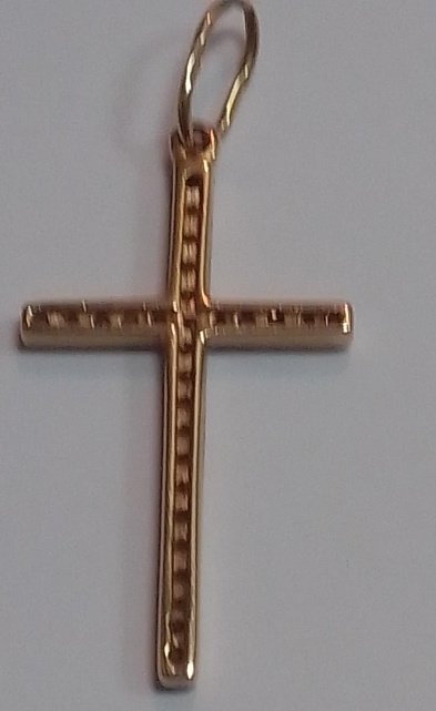 Підвіс-хрест з червоного золота з цирконієм (32171589) 3