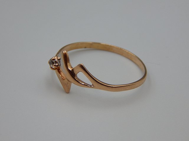 Кольцо из красного золота с цирконием (33022762)  5