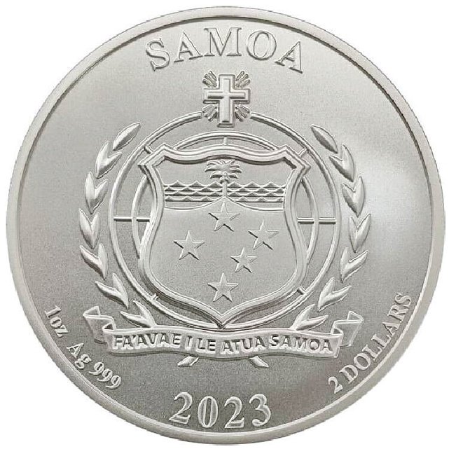 Срібна монета 1oz Чотири Стража Червона Птаха 2 долари 2023 Самоа (32935162) 5