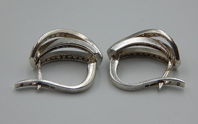 Серебряные серьги с золотой вставкой и цирконием (33016631) 4