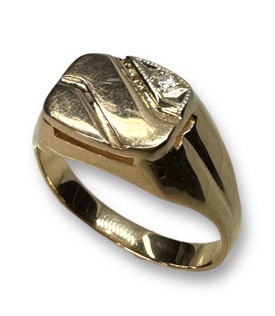 Перстень із червоного та білого золота з цирконієм (30897196) 0