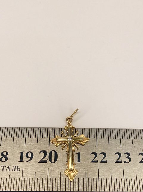 Підвіс-хрест з червоного та білого золота з цирконієм (31851795) 6