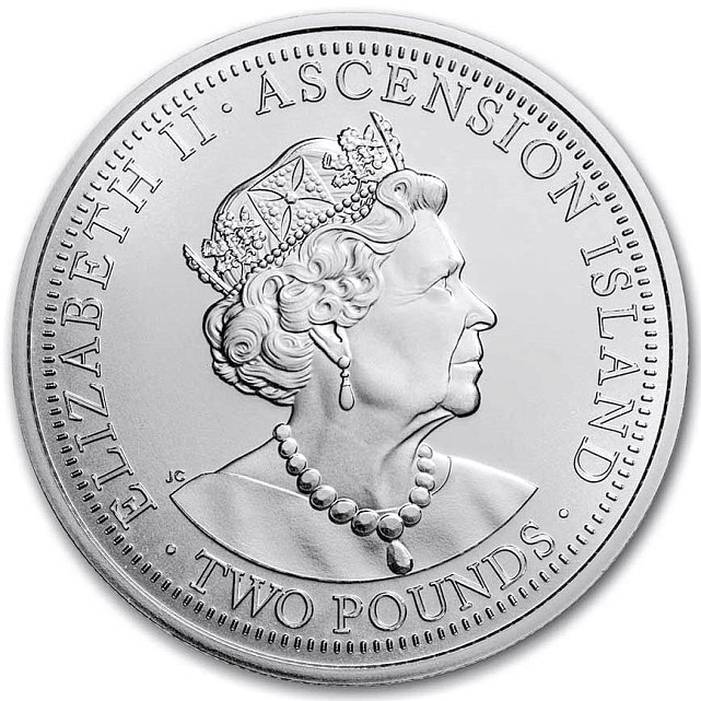 Серебряная монета 1oz Святой Георгий и Дракон 2 фунта 2022 Остров Вознесения (33214231) 1