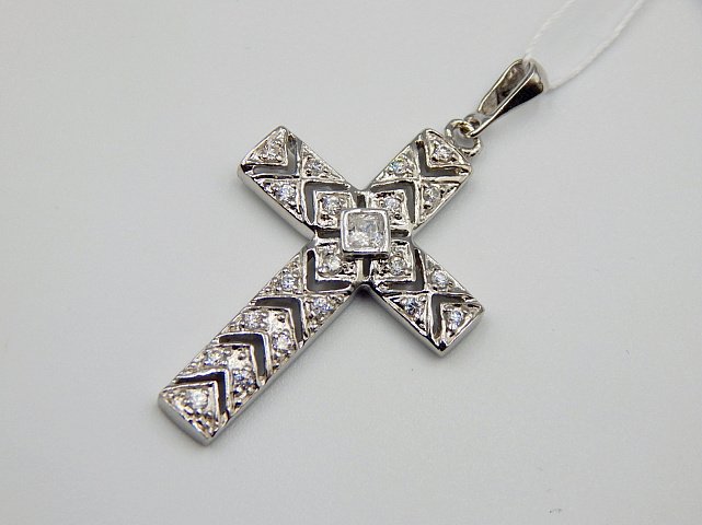 Срібний підвіс-хрест із цирконієм (32921607) 1