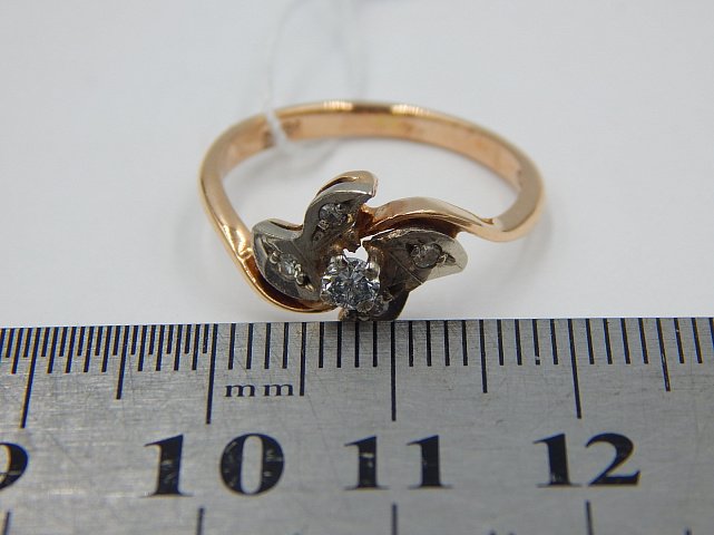 Кольцо из красного и белого золота с бриллиантом (-ми) (30703324) 4