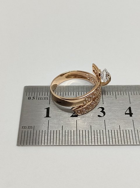 Кольцо из красного и белого золота с цирконием (31978644) 6