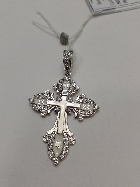 Срібний підвіс-хрест з емаллю та цирконієм (31181891) 1