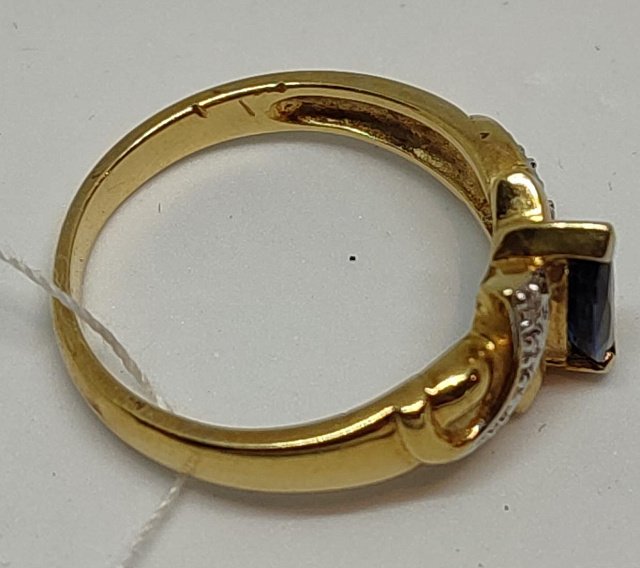 Кольцо из желтого и белого золота с сапфиром и бриллиантом (-ми) (27417556) 2