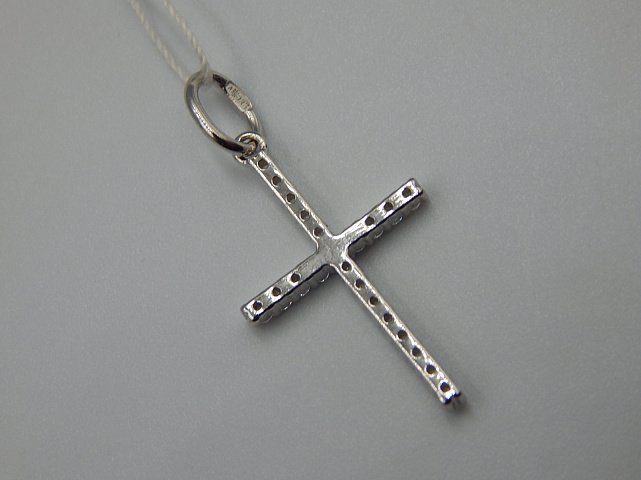 Срібний підвіс-хрест із цирконієм (32930955) 2