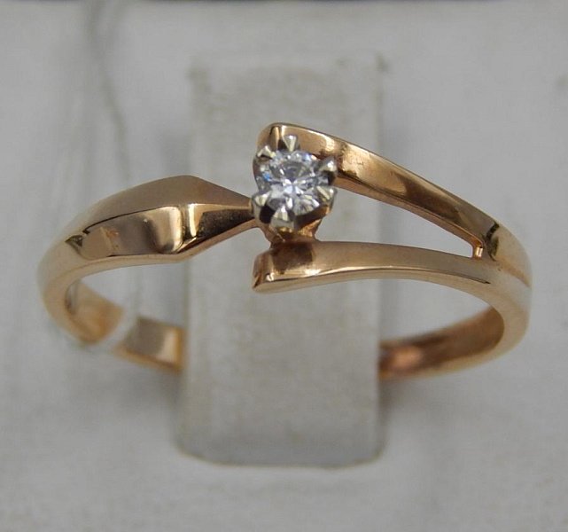 Кольцо из красного и белого золота с бриллиантом (-ми) (31172115) 0