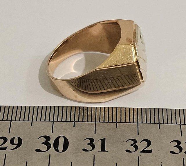 Перстень из красного и белого золота с цирконием (33237070) 3