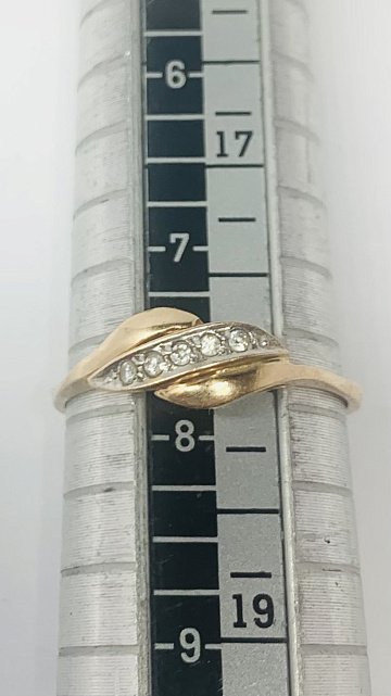 Кольцо из красного и белого золота с цирконием (33807841)  2