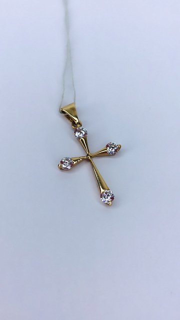 Підвіс-хрест із червоного золота з цирконієм (32118451) 1