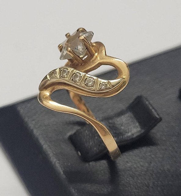 Кольцо из красного и белого золота с цирконием (32421061) 2