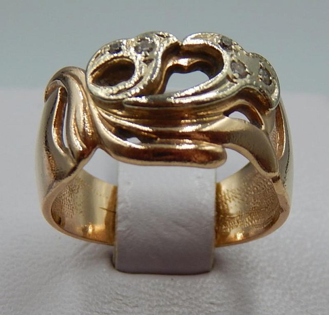 Кольцо из красного и белого золота с цирконием (31583015) 0