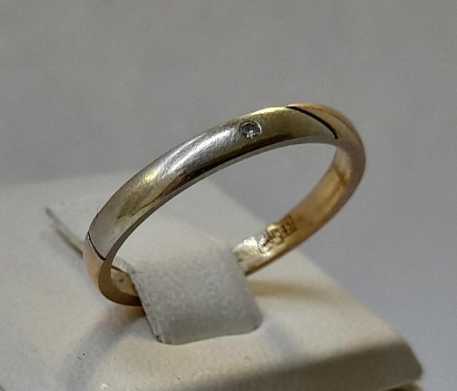 Обручальное кольцо из красного и белого золота с бриллиантом (-ми) (33931278) 1